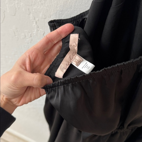 Anthropologie Hutch Black Halter Satin Romper XL Waist Tie Open Back NWT - Picture 7 of 8